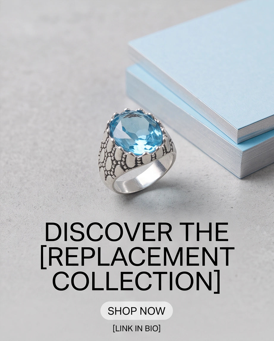 Ice Blue Oval-Cut Gemstone Scaled Bezel Silver Ring