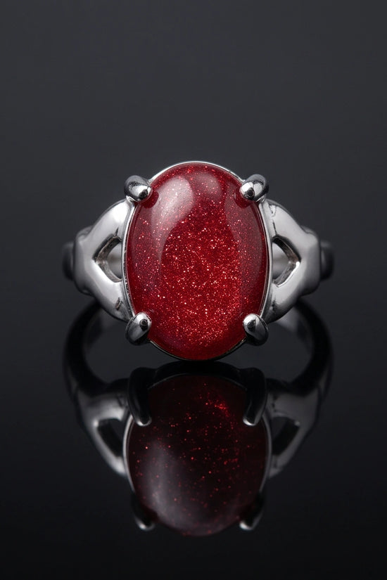 Majestic Lion Red Goldstone Ring