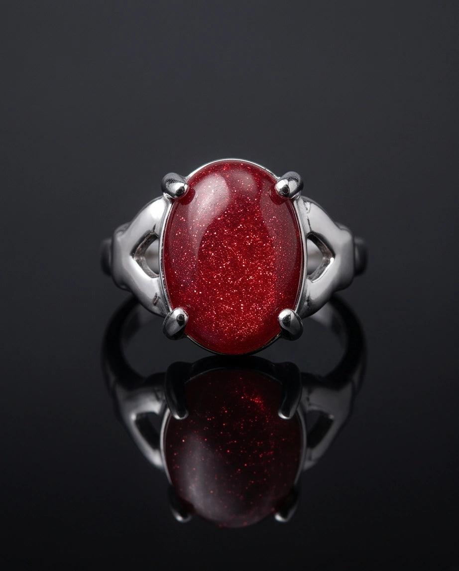 Majestic Lion Red Goldstone Ring