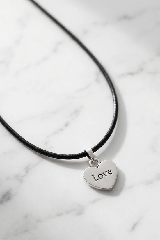 Silver Engraved Love Heart Necklace