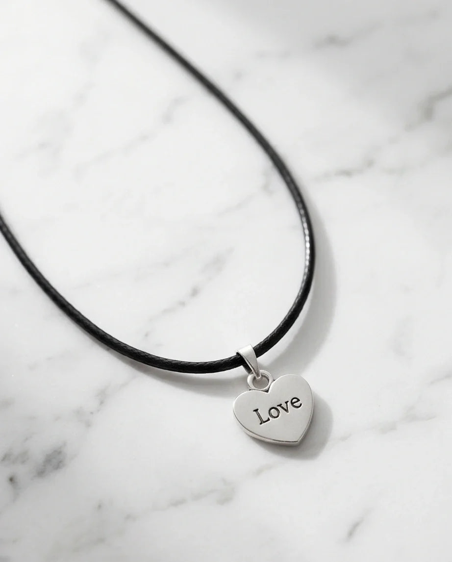 Silver Engraved Love Heart Necklace