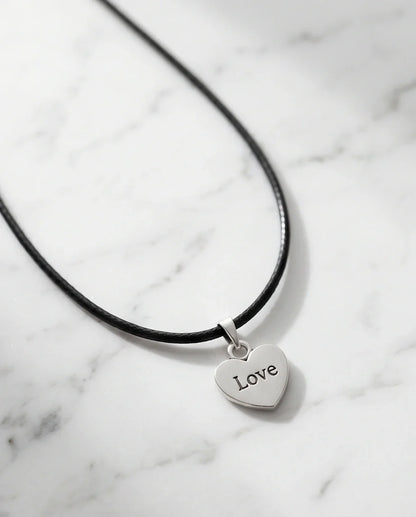 Silver Engraved Love Heart Necklace