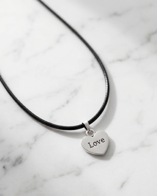 Silver Engraved Love Heart Necklace