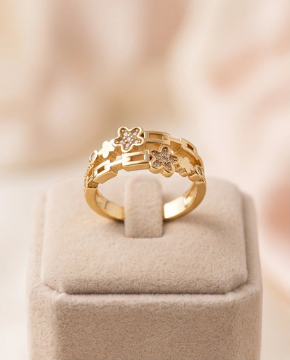 Dual-Band Flora & Celestial Star Ring