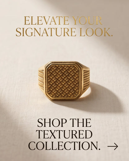 Woven Lattice Gold Signet Ring