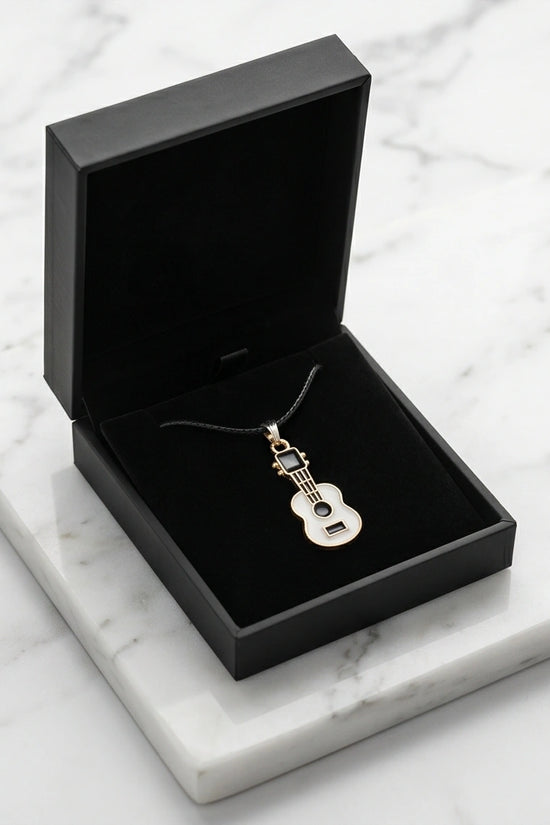 Gold and White Acoustic Guitar Necklace