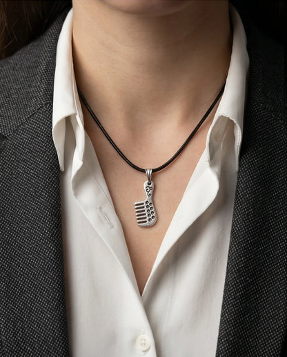 Silver Hair Comb Pendant Necklace