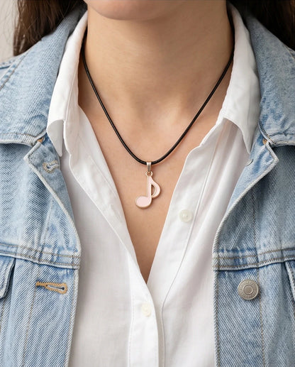 Silver and Pink Eighth Note Necklace