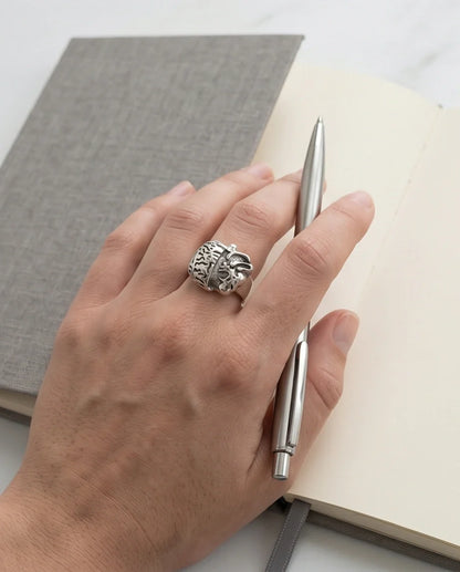 Gothic Sterling Silver Brain and Heart Split Ring