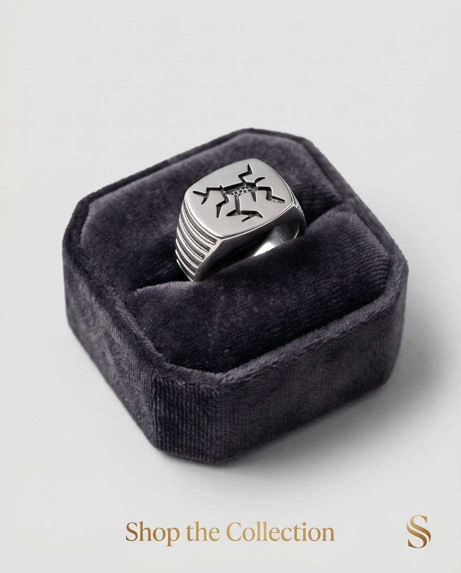 Tribal Glyph Signet Ring