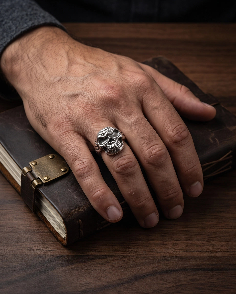 Tribal Cranium Engraved Skull Ring
