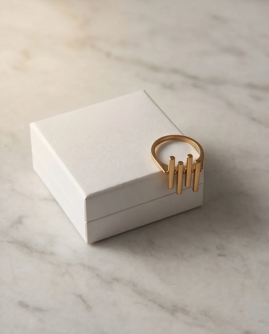 Golden Minimalist Pillar Ring