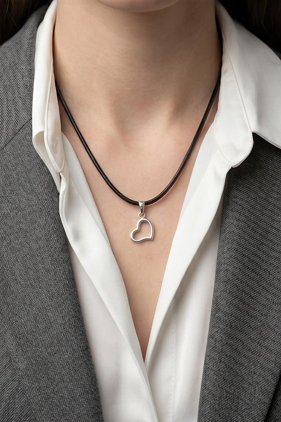 Silver Minimalist Open Heart Necklace