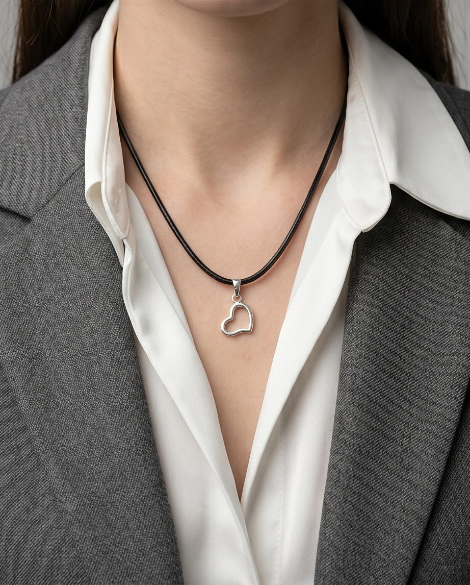 Silver Minimalist Open Heart Necklace