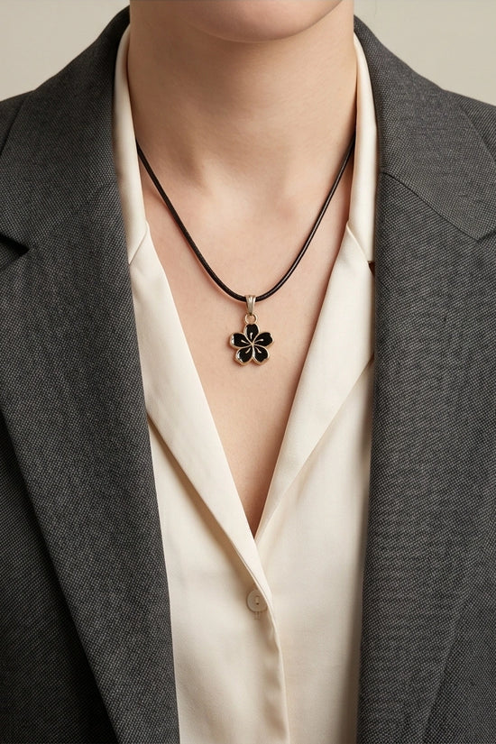 Gold and Black Cherry Blossom Necklace