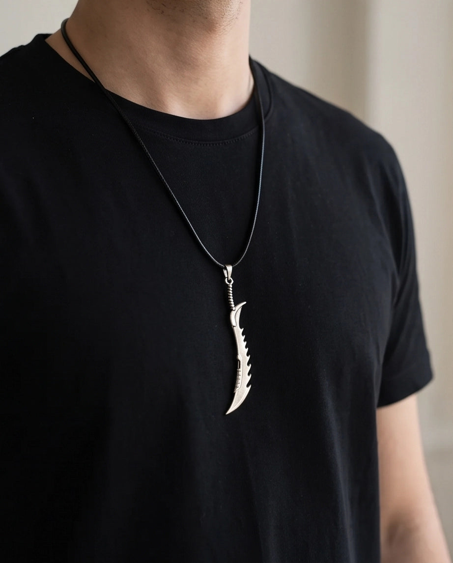 Serrated Scimitar Blade Pendant