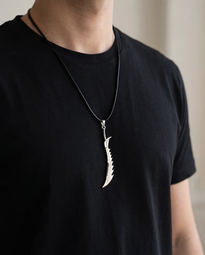 Serrated Scimitar Blade Pendant