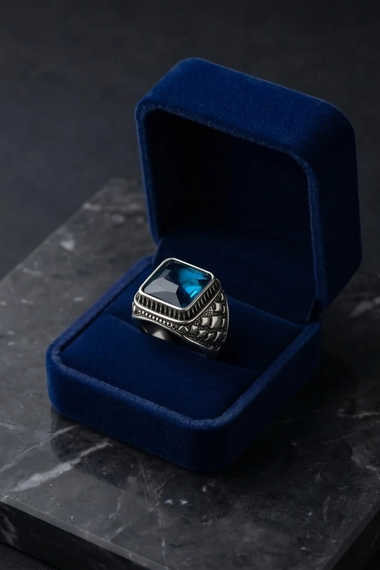 Midnight Cerulean Silver Signet Ring