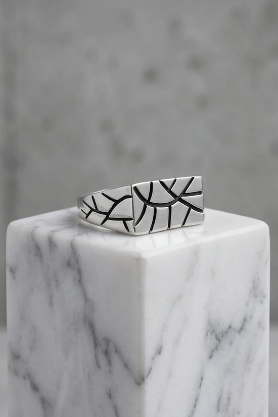 Sterling Silver Abstract Rectangular Signet Ring