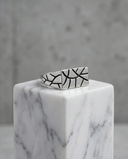Sterling Silver Abstract Rectangular Signet Ring