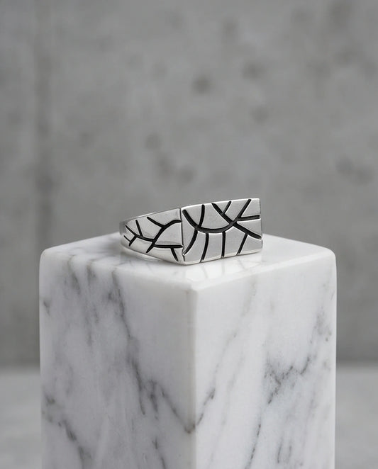 Sterling Silver Abstract Rectangular Signet Ring