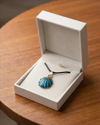 Ocean Teal Scallop Shell Pendant