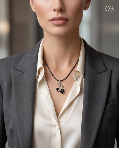Dark Crystal Double Cherry Cord Necklace