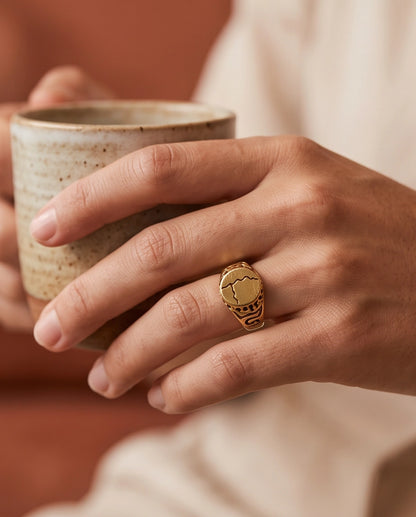 Fissure Medallion Gold Signet Ring