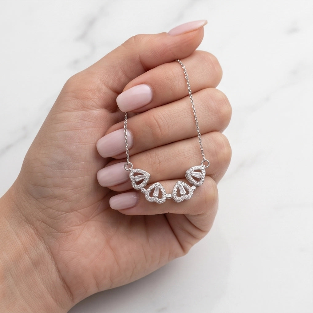 Silver Convertible 2-in-1 Heart Clover Necklace