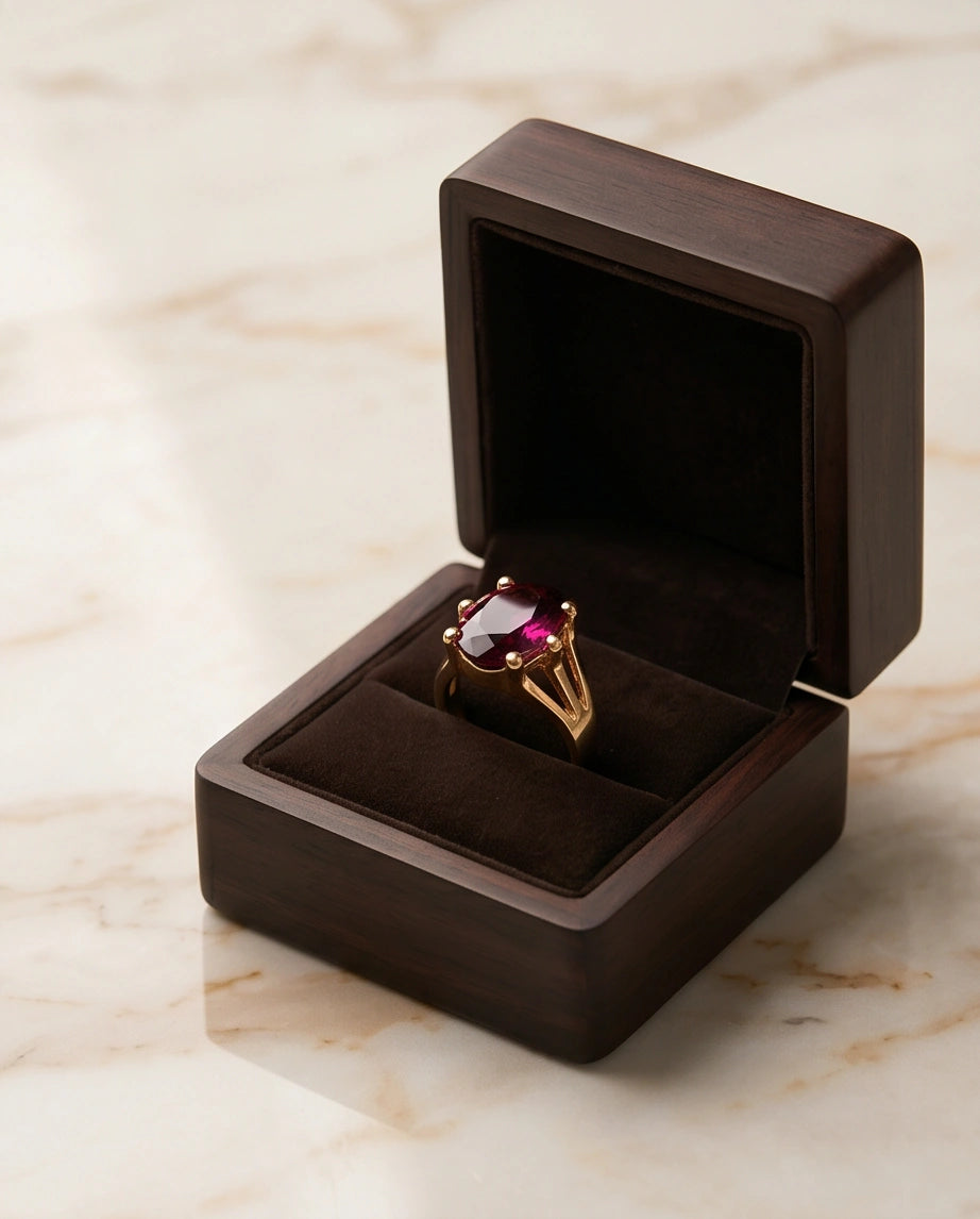 Gold Plated Deep Rhodolite Oval Statement Ring