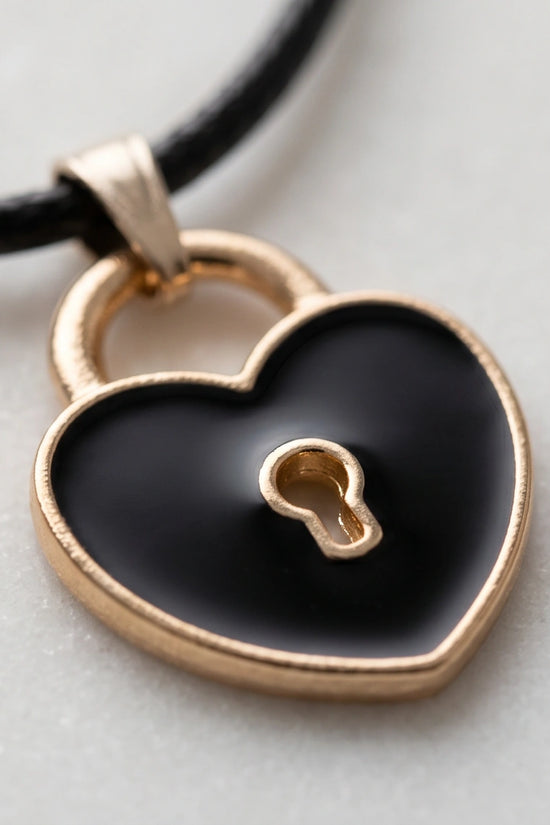 Gold Heart Padlock Pendant Necklace