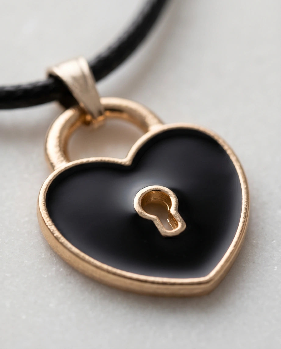 Gold Heart Padlock Pendant Necklace