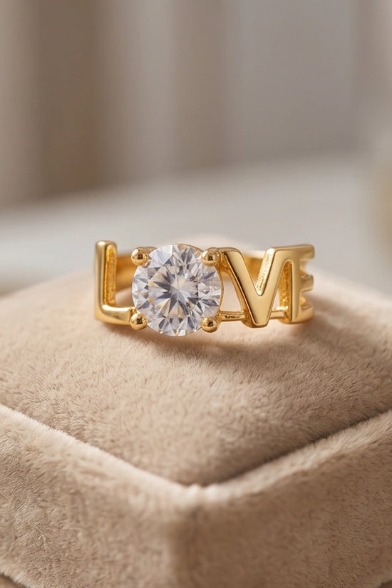 Golden Eternal Love Moissanite Ring