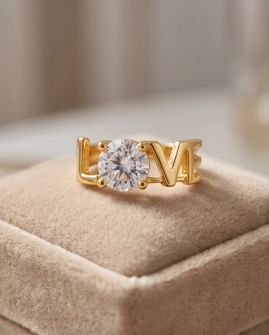 Golden Eternal Love Moissanite Ring