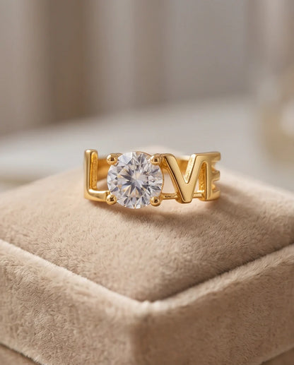 Golden Eternal Love Moissanite Ring