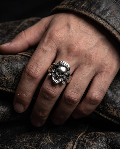 Crossbones Skull & Serpent Sculpted Ring