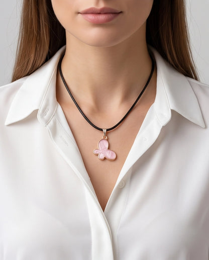 Soft Pink Butterfly Cord Necklace
