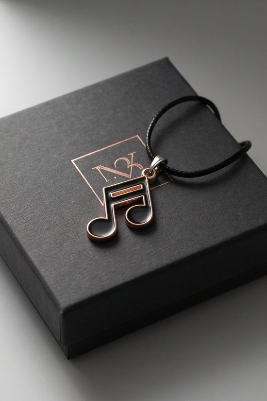 Rose Gold and Black Sixteenth Note Necklace