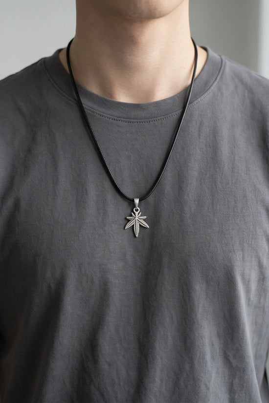 Silver Palm Leaf Pendant Necklace