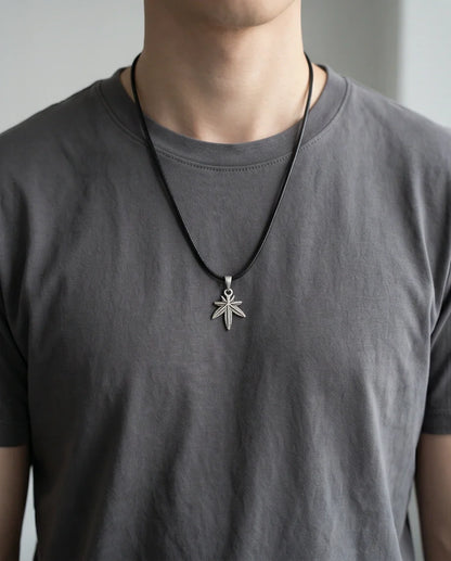 Silver Palm Leaf Pendant Necklace