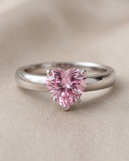 Sterling Silver Heart-Cut Pink Sapphire Solitaire Ring