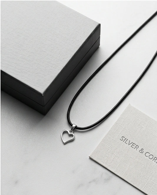 Silver Polished Open Heart Necklace