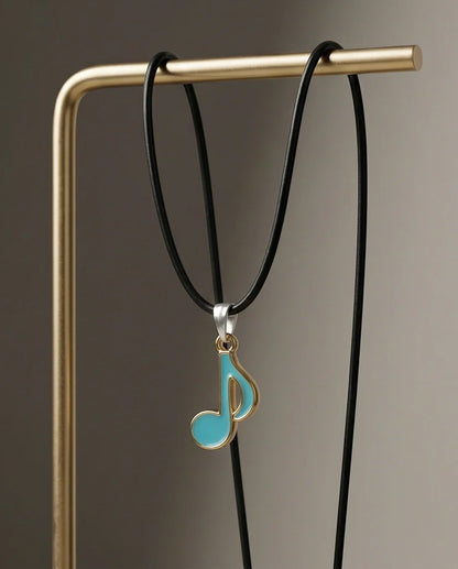 Gold and Turquoise Eighth Note Necklace