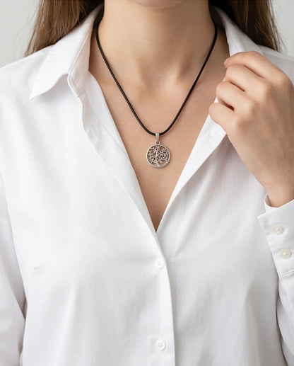 The Eternal Roots: Matte Silver Tree of Life Medallion Necklace