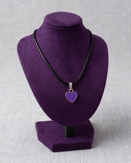 Minimalist Purple Heart Enamel Pendant Necklace