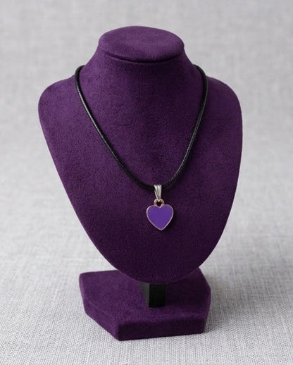 Minimalist Purple Heart Enamel Pendant Necklace