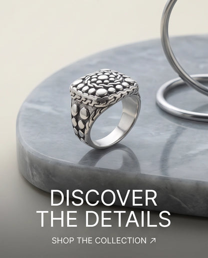 Constellation Studded Cushion Signet Ring