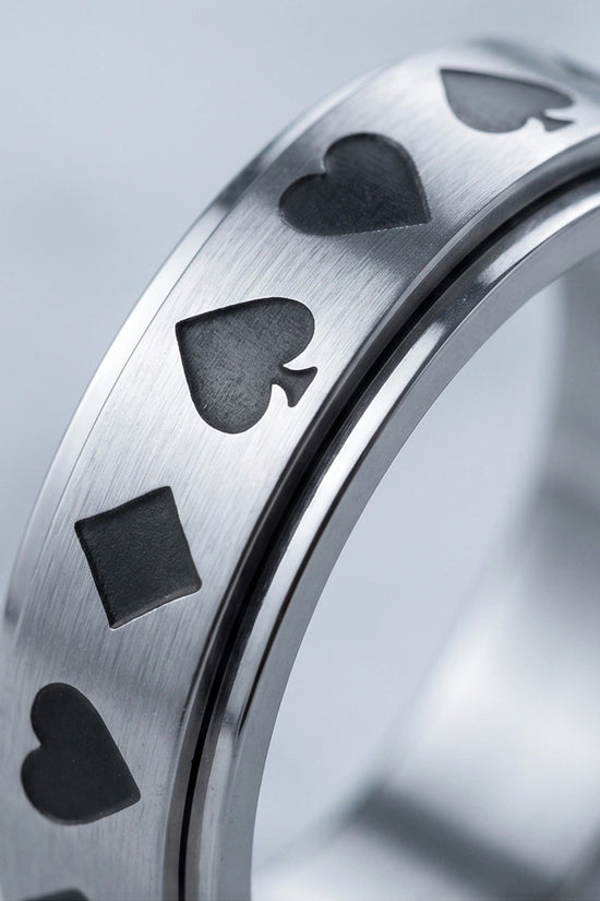 Silver Playing Cards Suit Spinner Ring