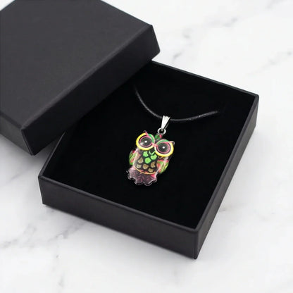 Neon Cyberpunk Owl Totem Pendant Necklace
