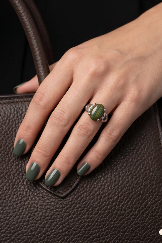 Earthy Heart Banded Agate Ring